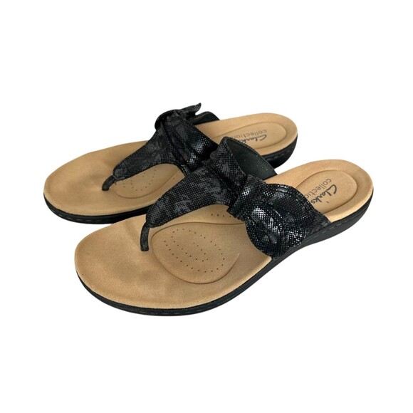 Clarks Laurieann Rae Women's Black Lightweight Thong Comfort Sandals  Size 8.5 - Picture 10 of 14